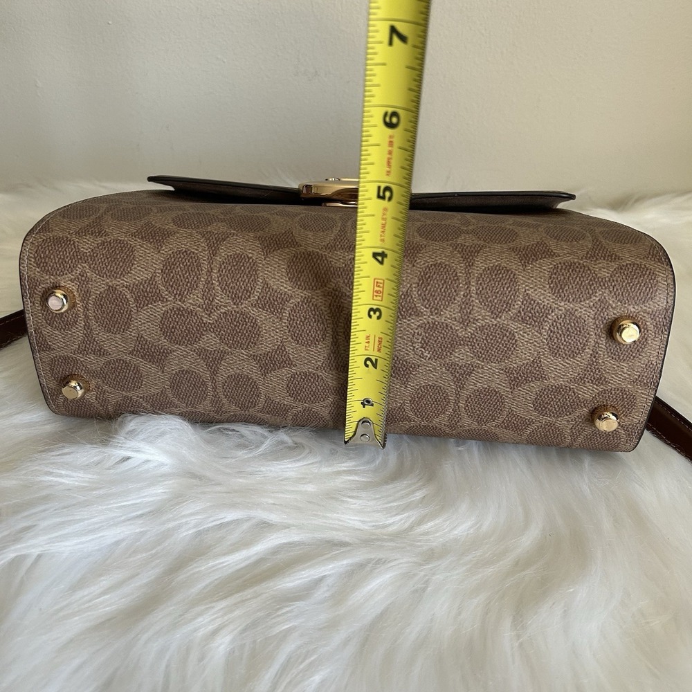 Coach Eliza Brown Signature Canvas Leather Shoulder Bag Excellent - Picture 11 of 11